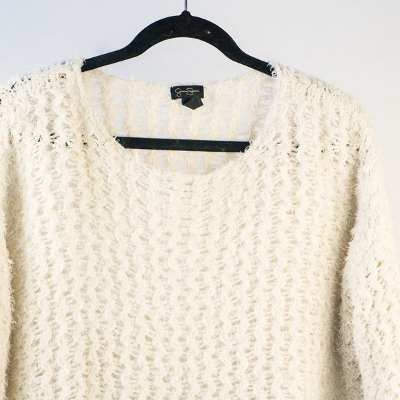 Jessica Simpson Oversized Crop White Sweater - Picture 2 of 4